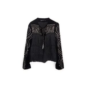 Zara women limited edition embroidery velvet jacket